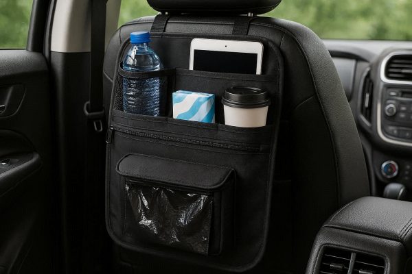 15 Multipurpose Car Seat Back Organizer with Trash Bag Compartment