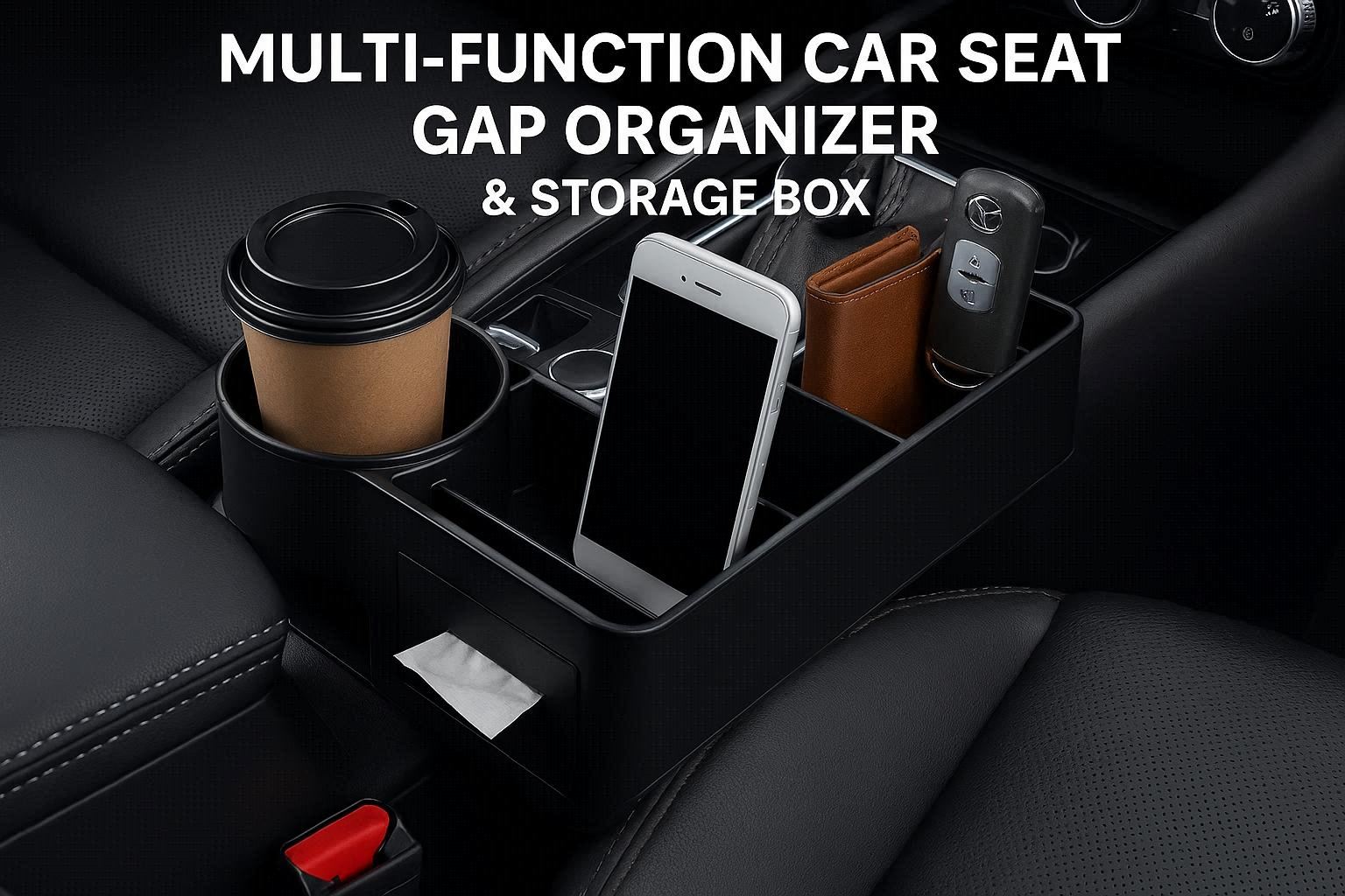 Multi Function Car Seat Gap Organizer and Storage Box - Image 1